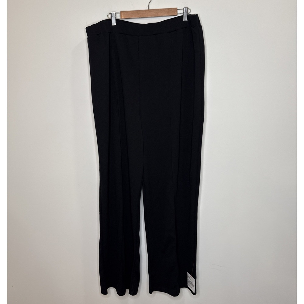 Asos Design Wide Leg Pull On Pants Women's‎ 16 Tall Black Trousers Elastic Waist